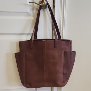 NWOT Duluth Trading Leather Tote Large Brown